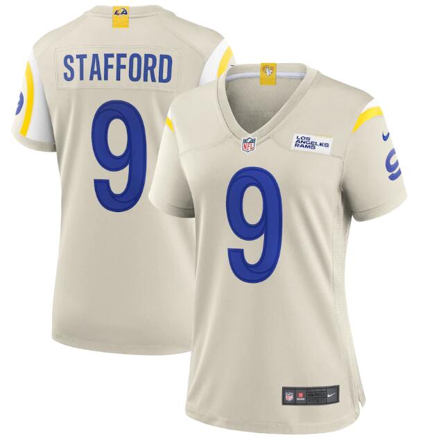 Women's Los Angeles Rams #9 Matthew Stafford Bone Vapor Untouchable Limited Stitched Jersey(Run Small
